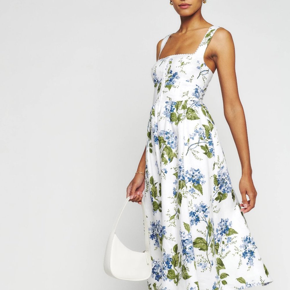 Reformation - Tagliatelle Linen Dress (Color: Riviera, Size: 6)